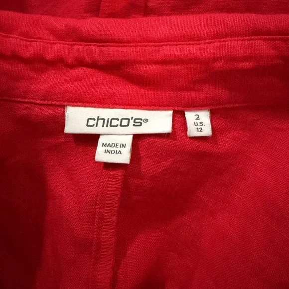 SOLD Chico’s Linen Roll Tab Dolman Midi Dress - Picture 11 of 13